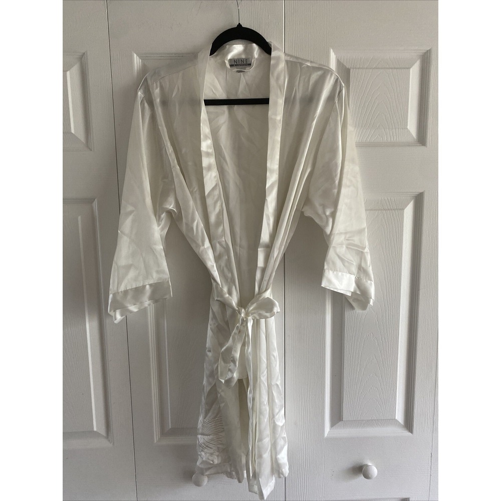 Nine & Company Satin Kimono Robe ‎ Size XL Ivory White Bridal Loungewear Silky